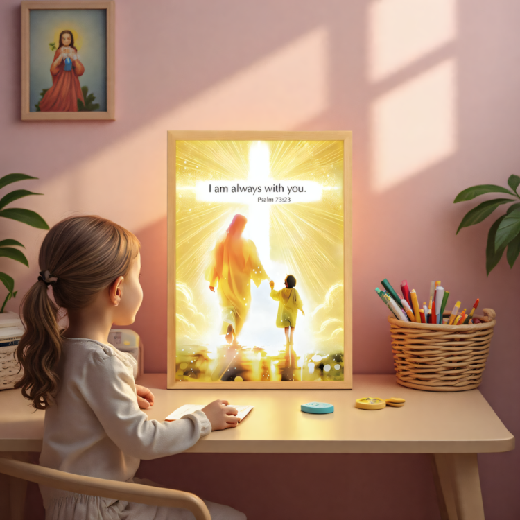 Picture of Luminwork Jesus Lamp, 4D Christ Frame Light, Painting Jesus Night Light, LED Jesus Light up Pictures, Illuminated Church Lamp for Living Room Bedroom Church Ready to Hang