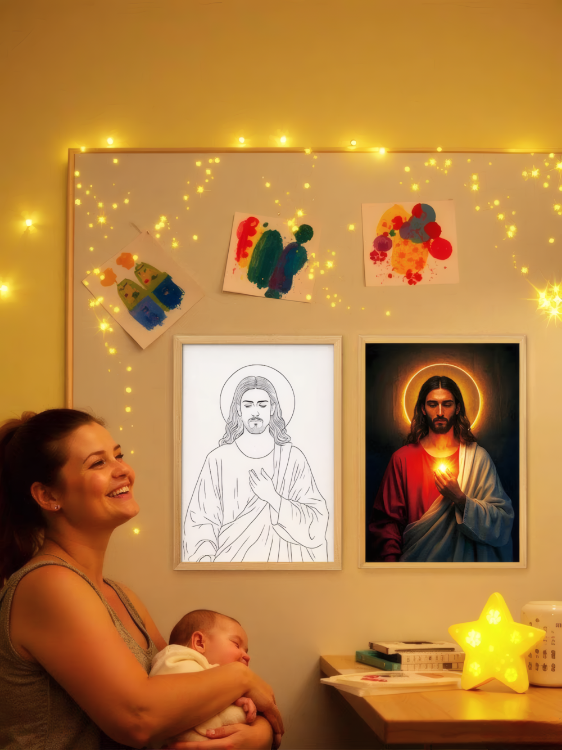 Picture of Jesus Lamp Light,The Jesus Lamp Wall Art,“I'm Always with You” 4D LED Christ Frame Light,LED Painting Inspiring Jesus Decorative Lights,Three-Color Adjustable Miracle Lamp for Home,Prayer Room,Church